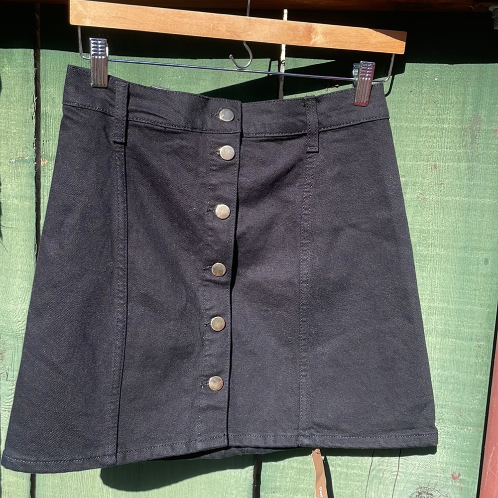 Reformation Black Button-Up Mini Skirt